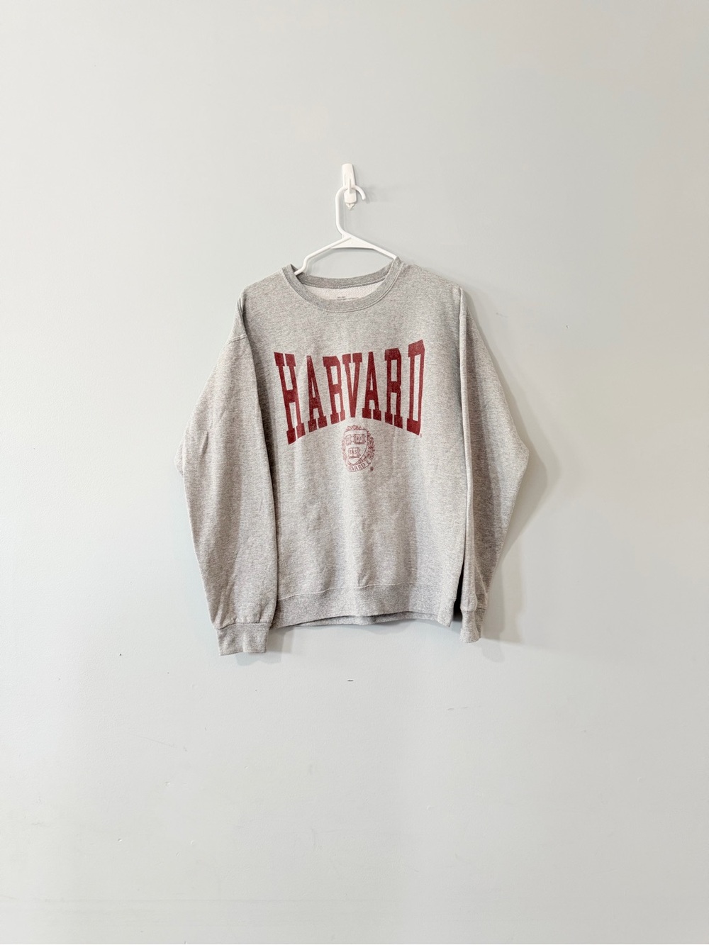 Harvard Grey Crewneck Sweatshirt with Maroon Logo